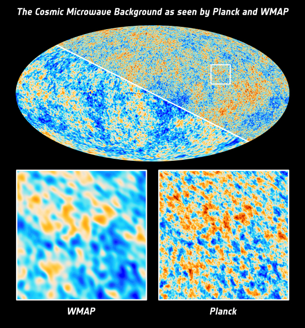 ESA Science & Technology - The Cosmic Microwave Background as seen by Planck and WMAP