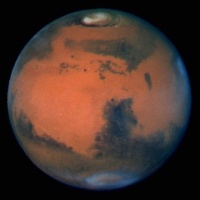 Mars viewed from the Hubble Space telescope.