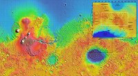 Mars map with Tyrrhena Terra highlighted