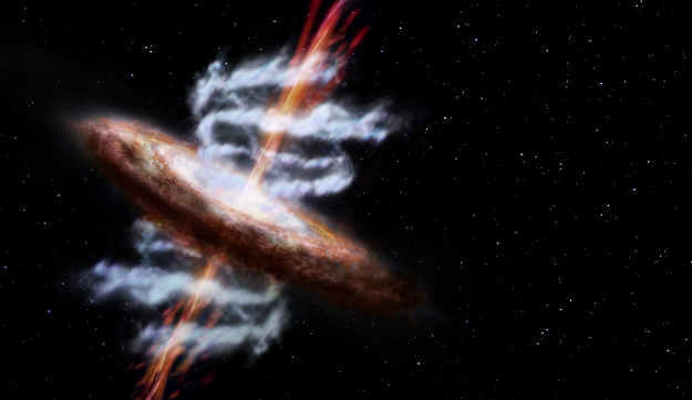 galaxy that is releasing material via two strongly collimated jets
