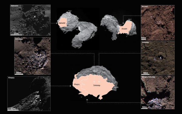 Ice on Comet 67P/Churyumov-Gerasimenko. Credit: ESA/Rosetta/MPS for OSIRIS Team MPS/UPD/LAM/IAA/SSO/INTA/UPM/DASP/IDA