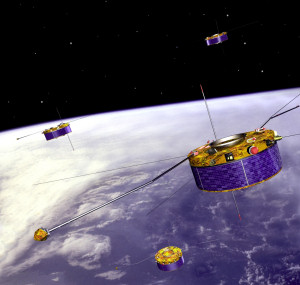 The four Cluster spacecraft in orbit