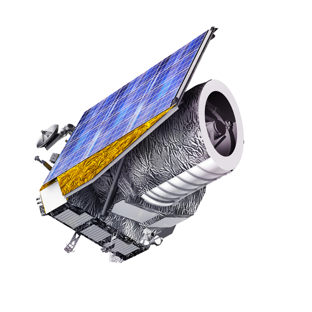 A representação artística retratando a nave espacial Euclid da ESA. Crédito: ESA/C. Carreau 